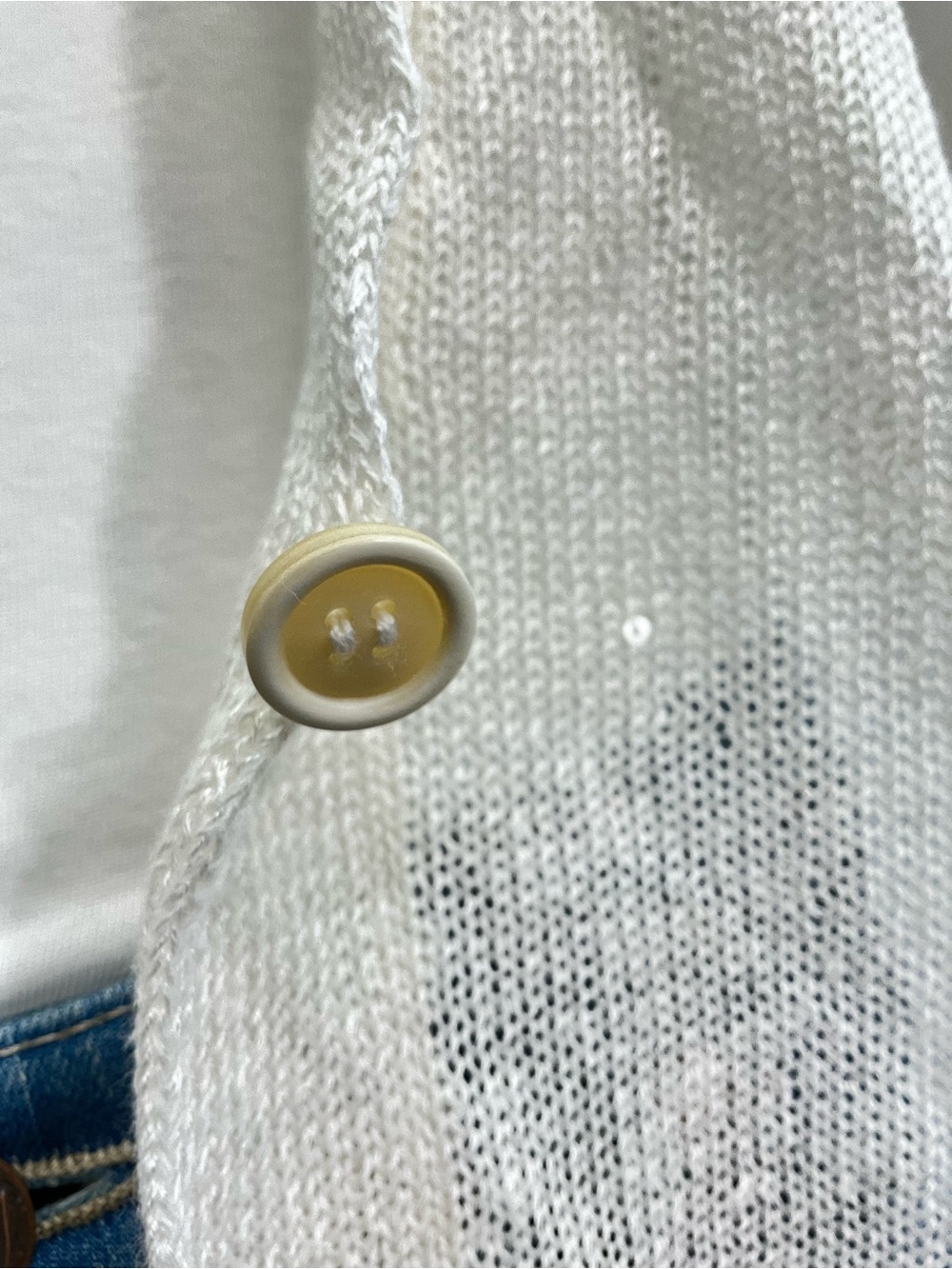 BRUNELLO CUCINELLI White Sequin Sparkle Knit Cardigan Open Front Lightweight M - Picture 2 of 10